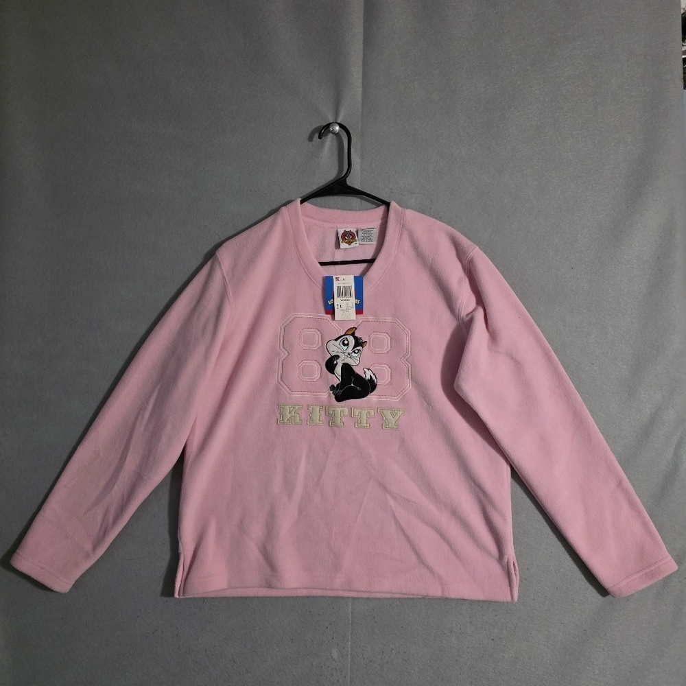 VTG 90s NWT Looney Tunes Womens Bad Kitty Fleece Sweater Kmart Tag Size Large